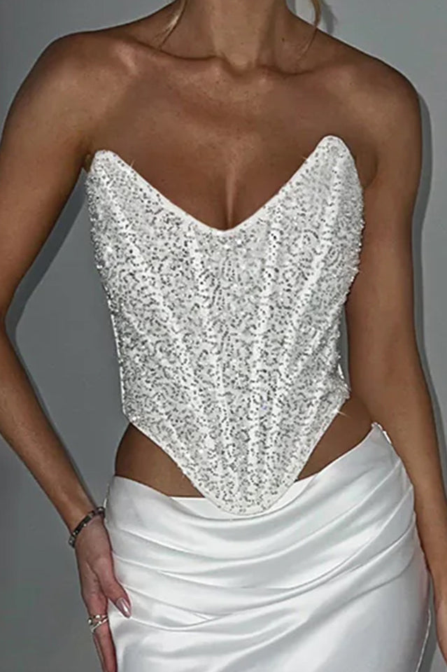 Sierra Corset Strapless Beaded Top