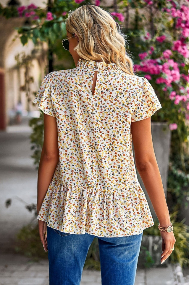 Floral Print Ruffled Blouse for Summer