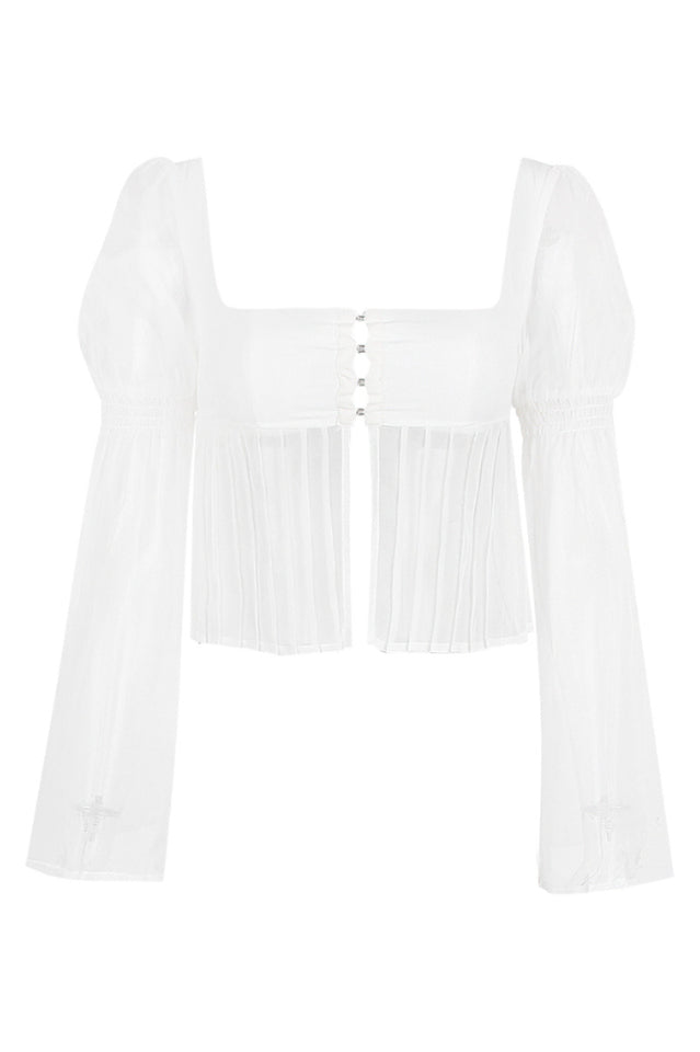 Lucie Chiffon Bustier Top with Pleated Sleeves