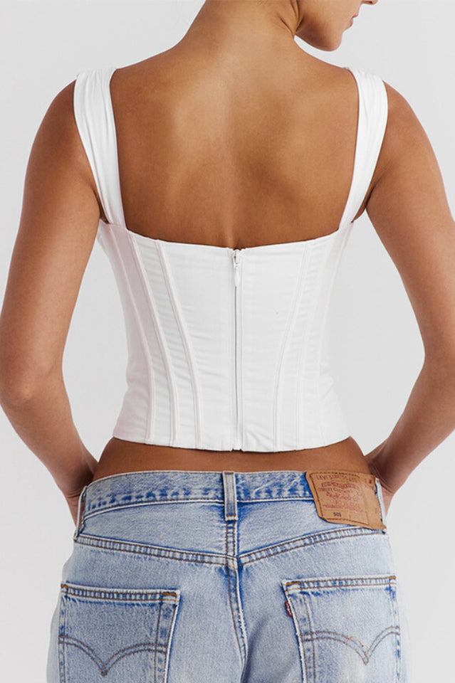 Cloud Cotton Tie Front Corset Top