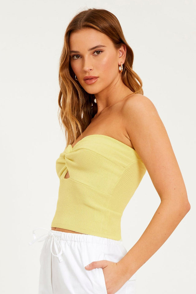 Strapless Knotted Knit Crop Top