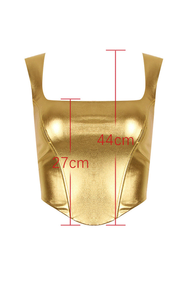 Karia Gold Foil Corset with Square Neckline