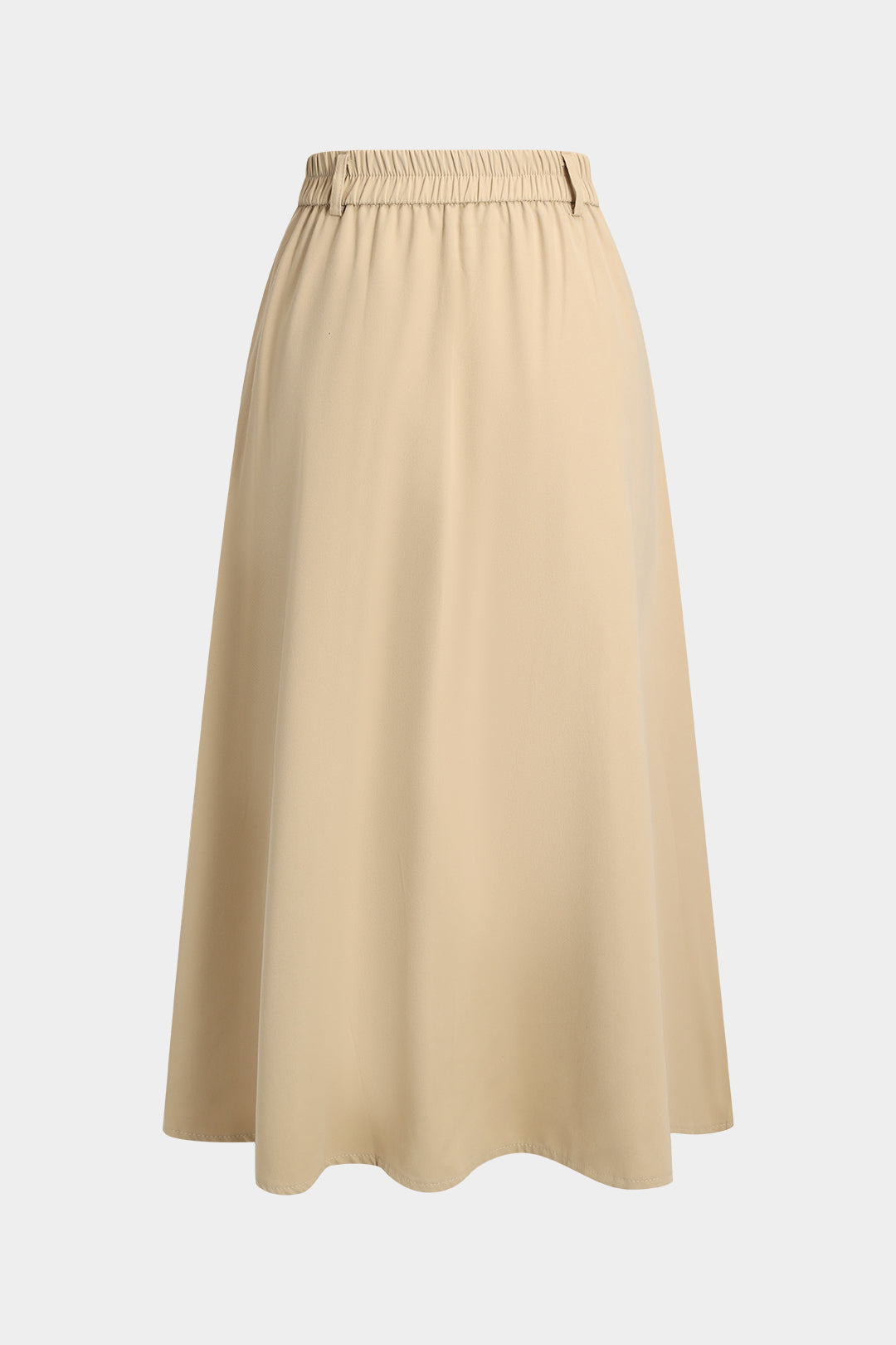 Pleated Button Pocket Slit Skirt in Cotton Blend