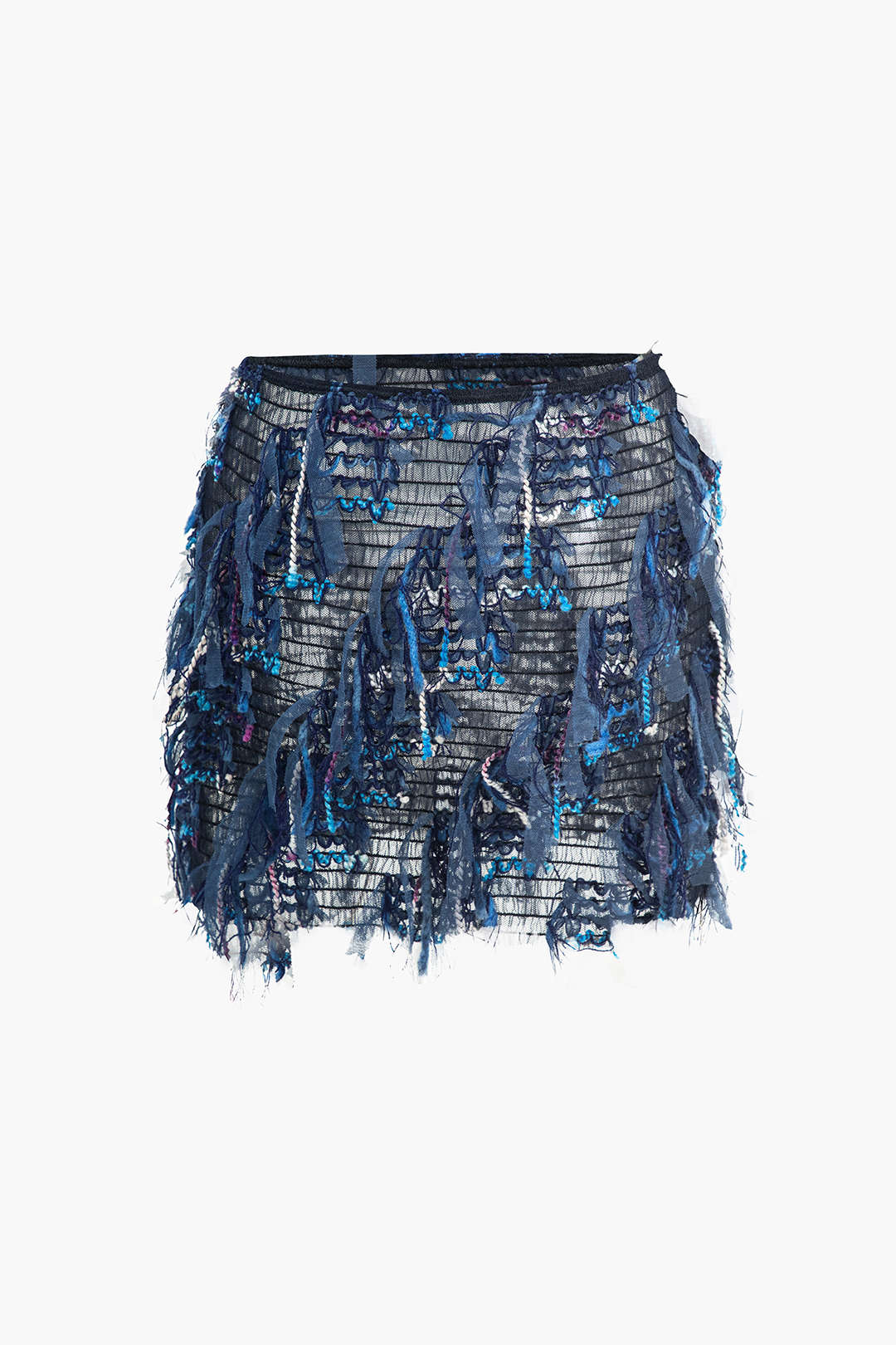 Fringe Mini Skirt in Sheer Organza Fabric