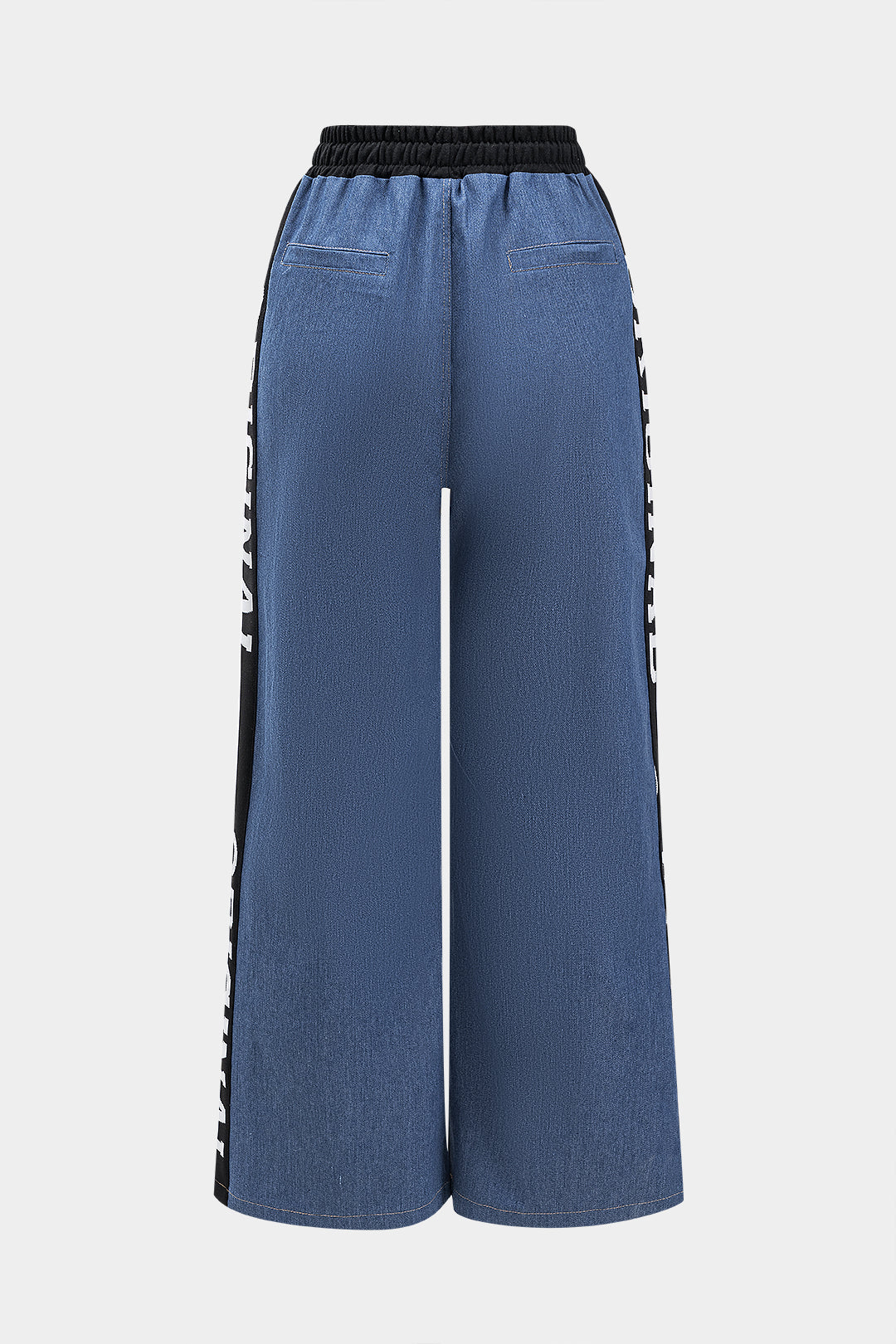 Letter Print Denim Wide Leg Trousers