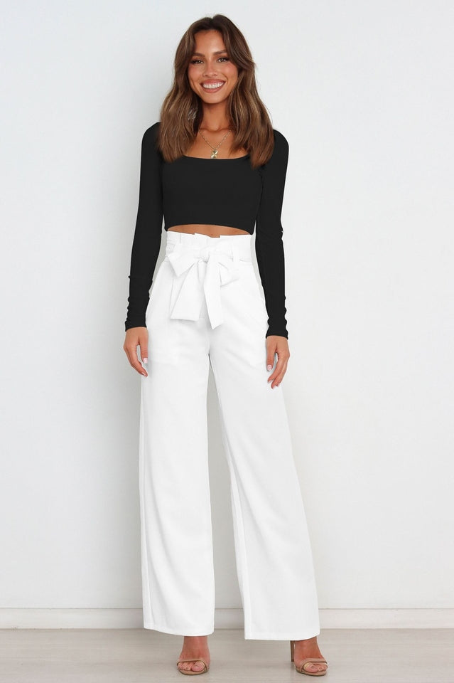 All-Matching Belted Wide-Leg Trouser Outfit