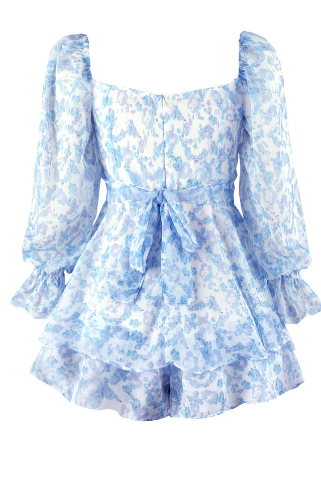 Flora Shirred Sleeves Puff Romper Dress