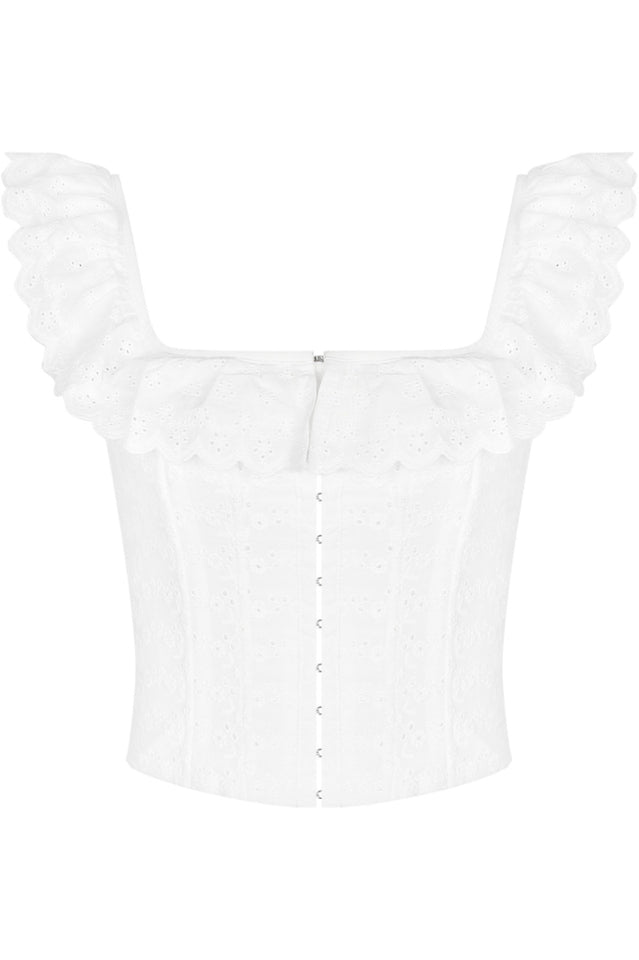 Bettina Corset with Ruffle Neckline and Lace-Up Back