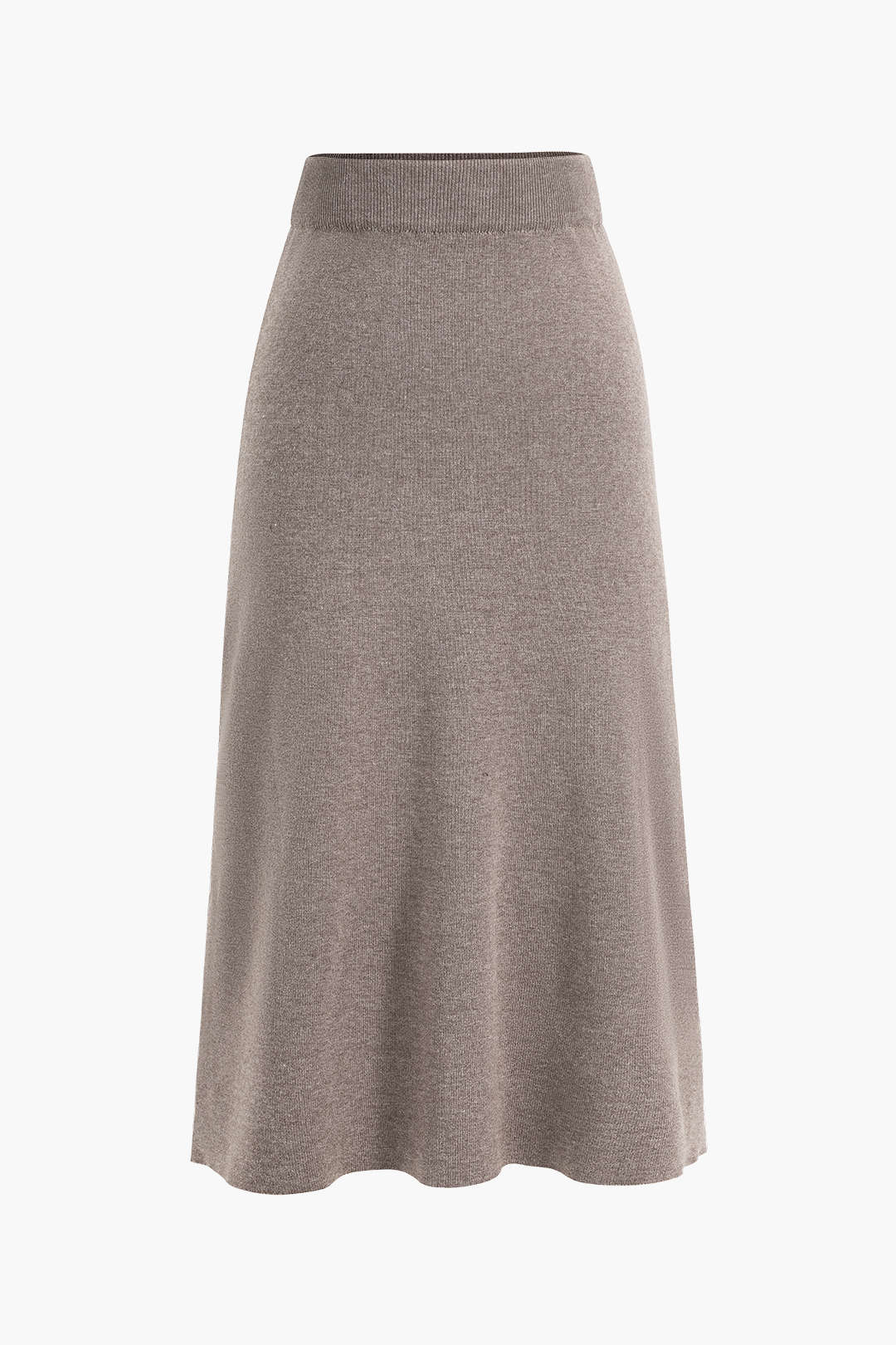 Solid Sweater Midi Skirt with High Stretch