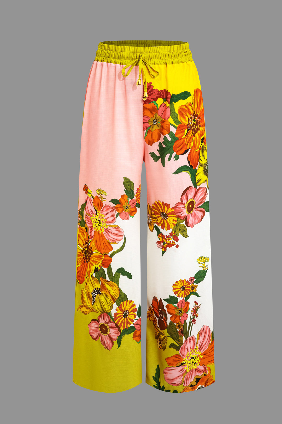 Floral Print Drawstring Wide Leg Pants for Vacation