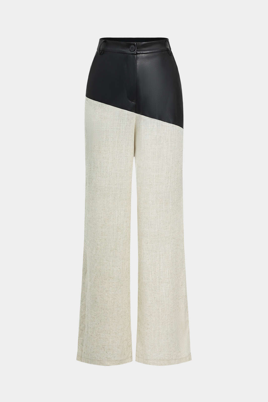 Contrast Color Block Print Straight-Leg Trousers