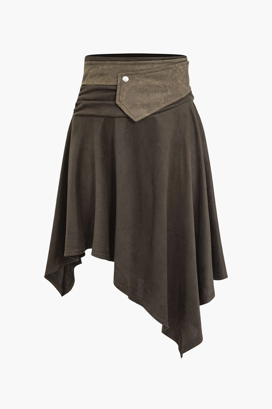 Faux Suede Asymmetrical High Waist Skirt