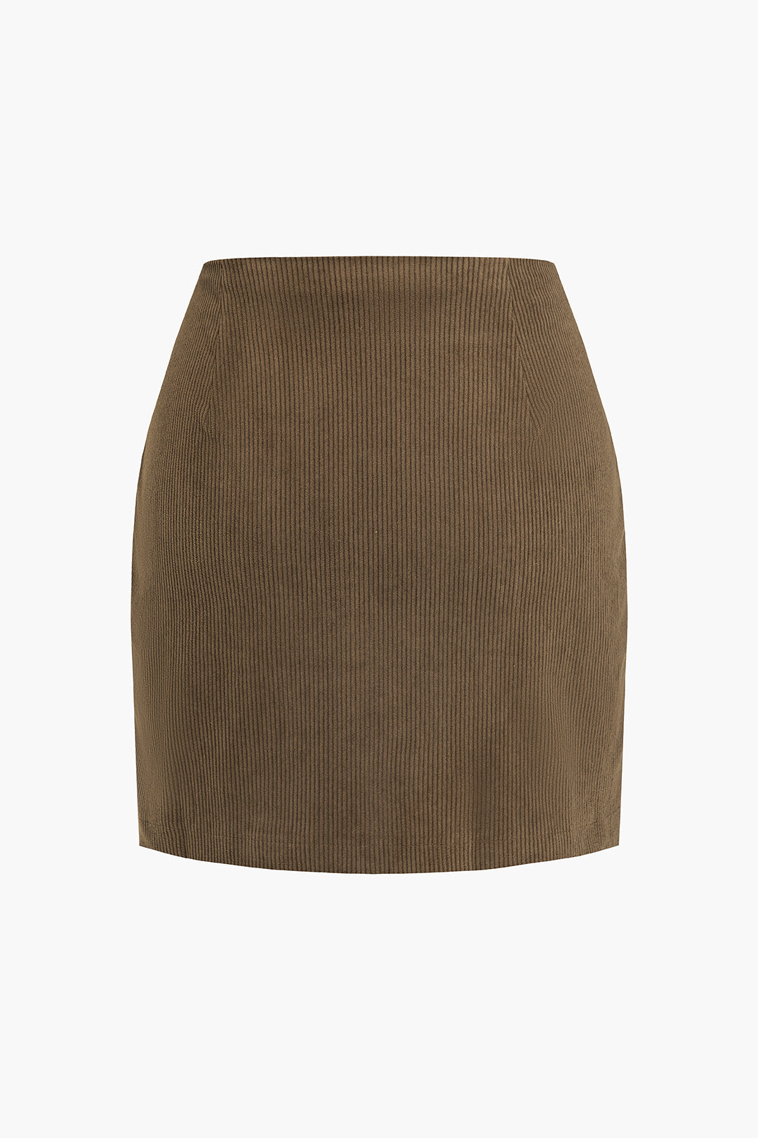 Solid Corduroy Fitted Mini Skirt