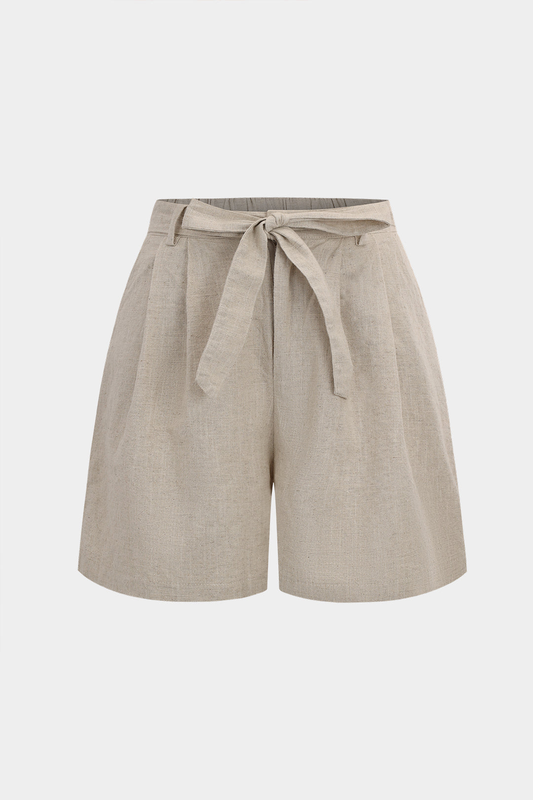 Linen Ruched Tie Front Shorts for Casual Wear