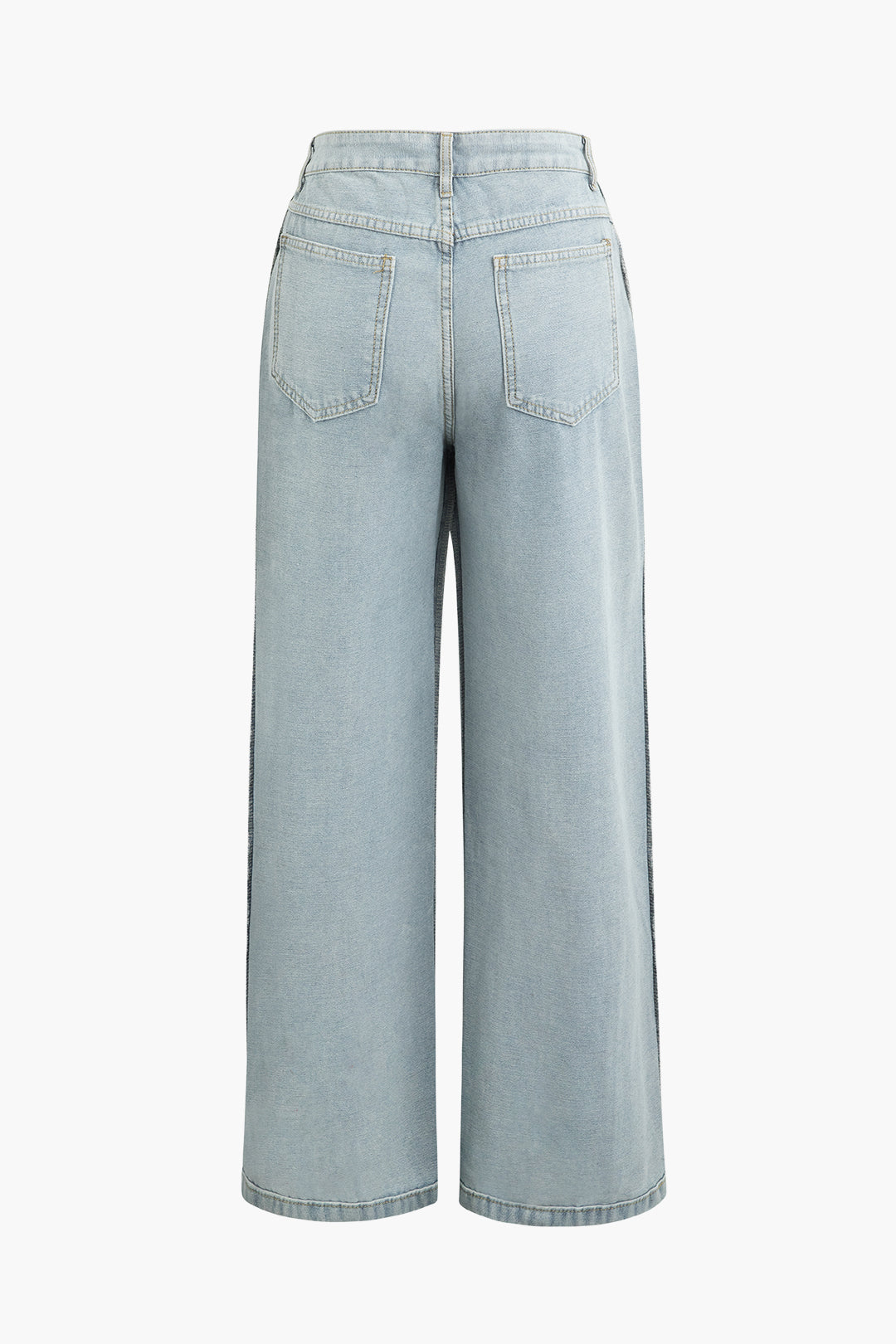 Denim Frayed Detail Straight Leg Jeans