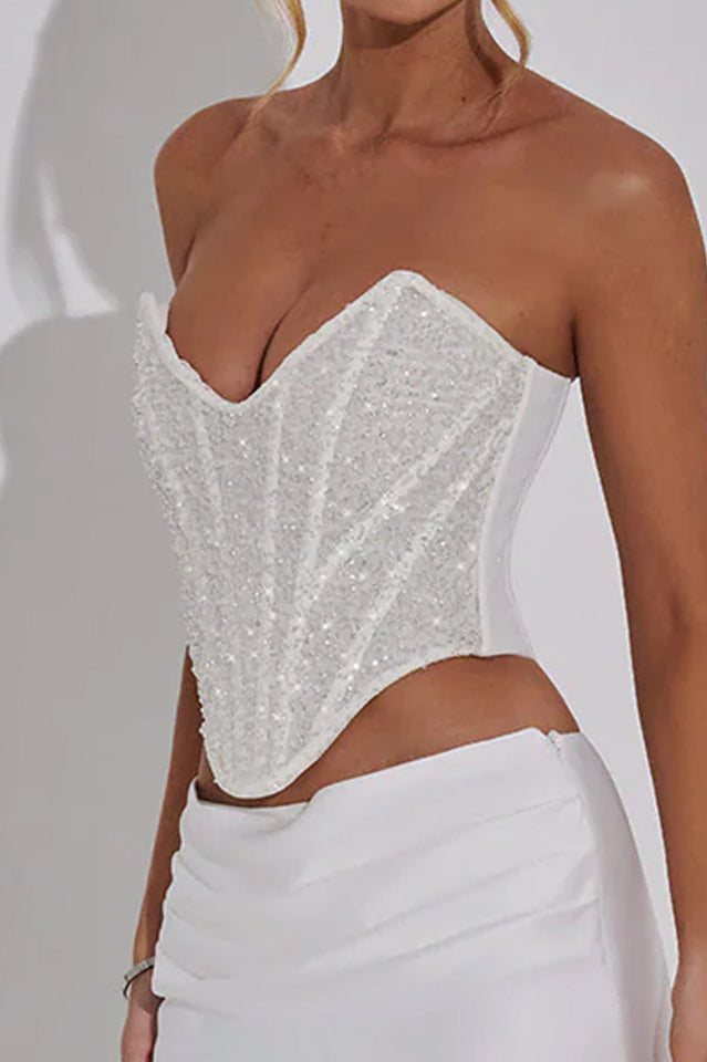 Sierra Corset Strapless Beaded Top