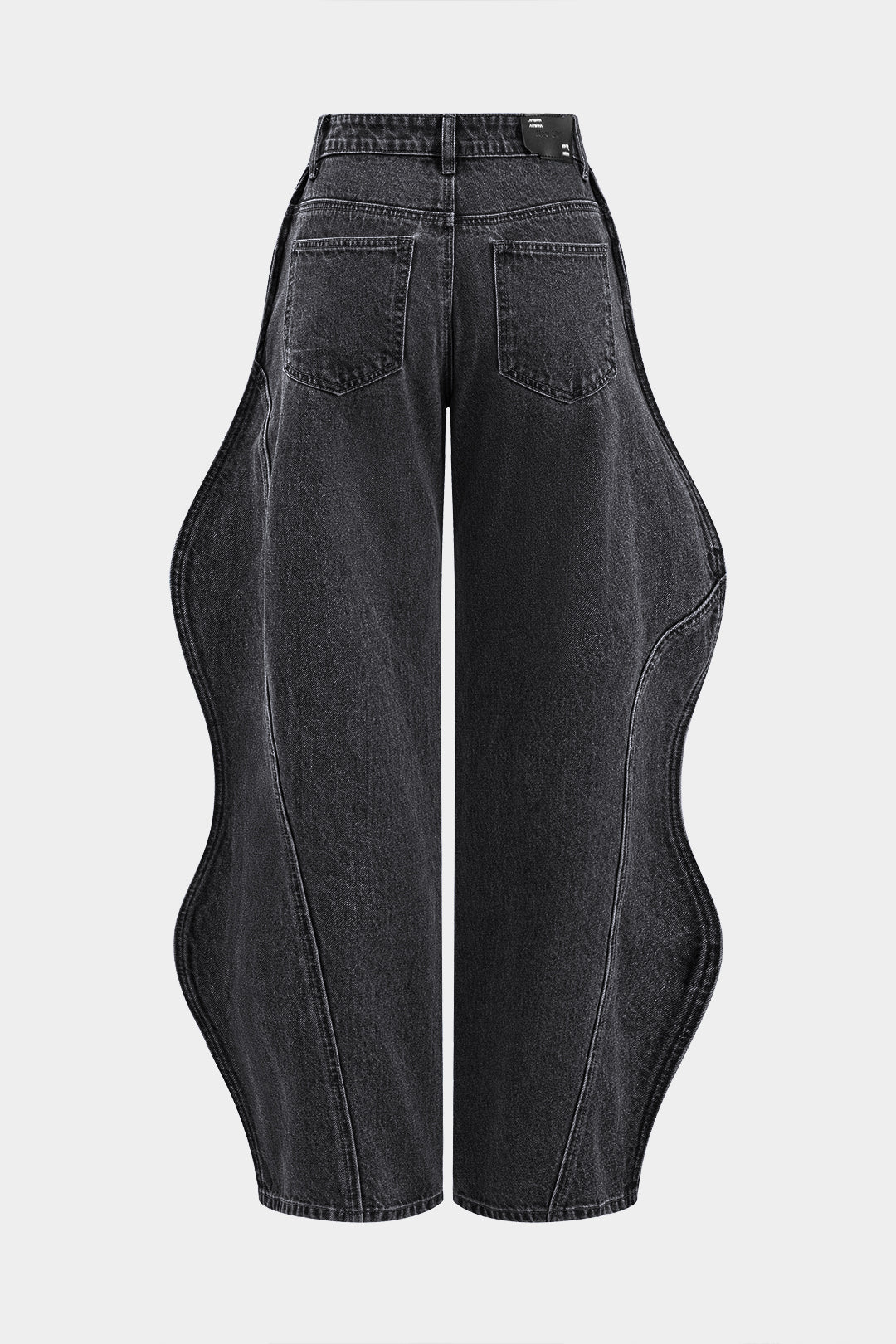 Wave Leg High Waist Barrel Jeans in Denim