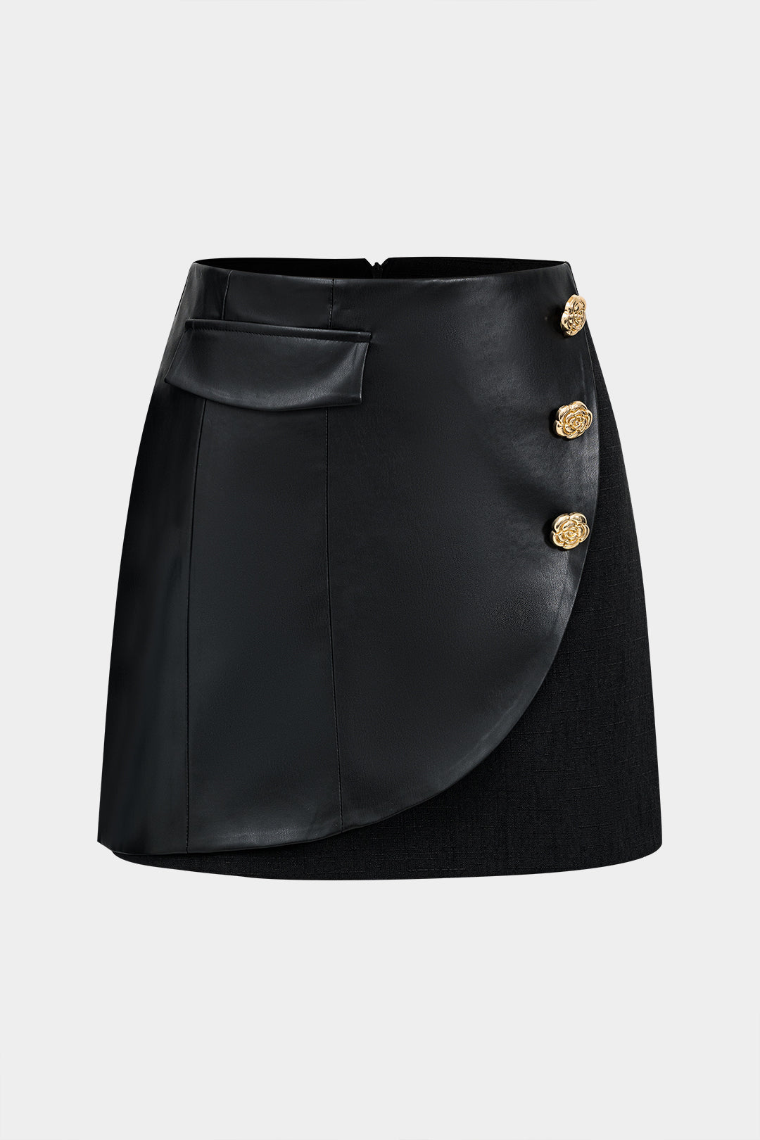 Faux Leather Button-Up Mini Skirt