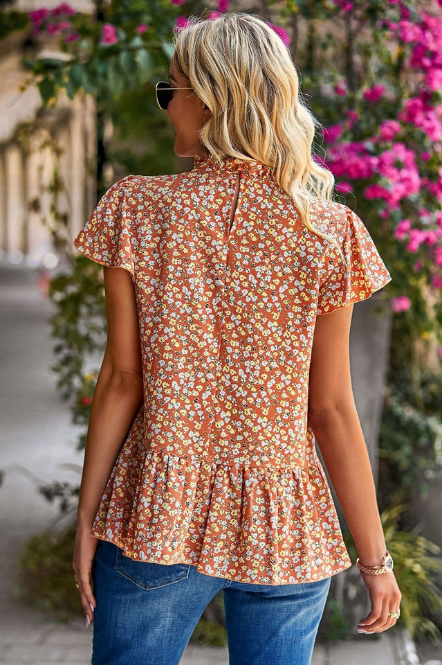 Floral Print Ruffled Blouse for Summer