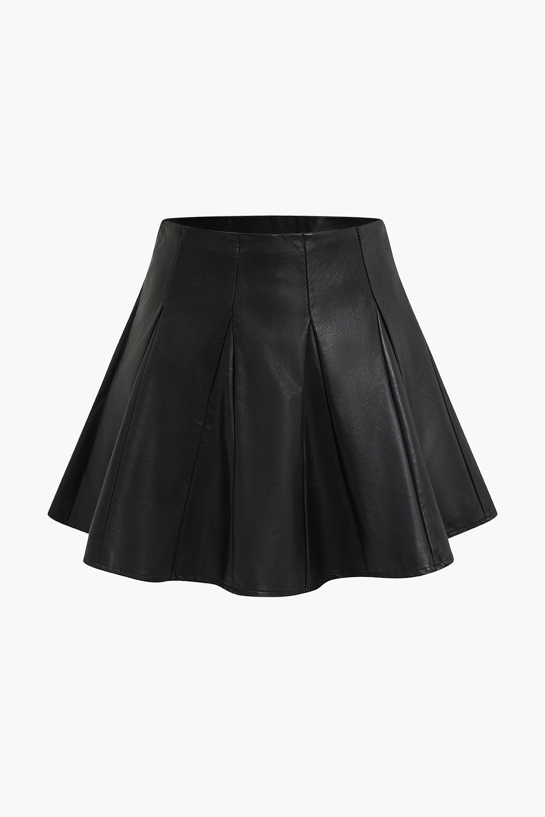 Solid Faux Leather Ruched Mini Skirt