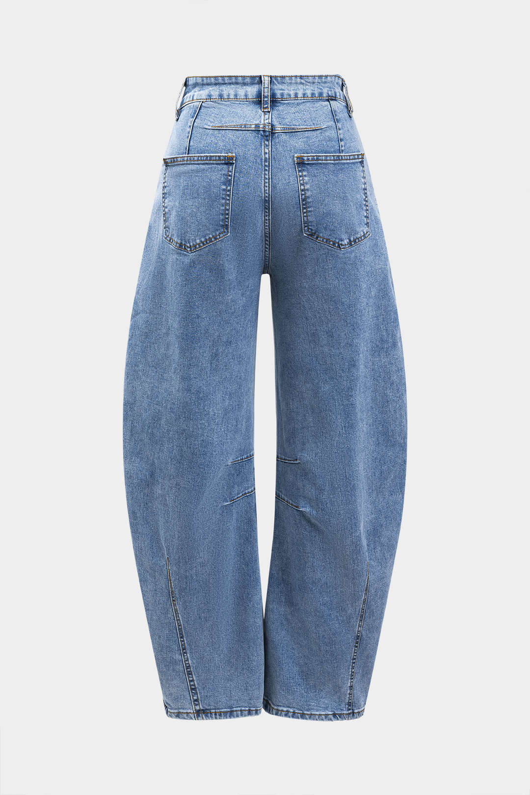 Denim Button Pocket Wide Leg Barrel Jeans