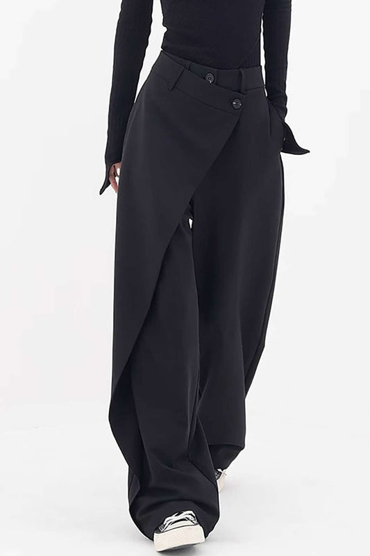 Draped Wrap Straight Leg Work Suit Pants