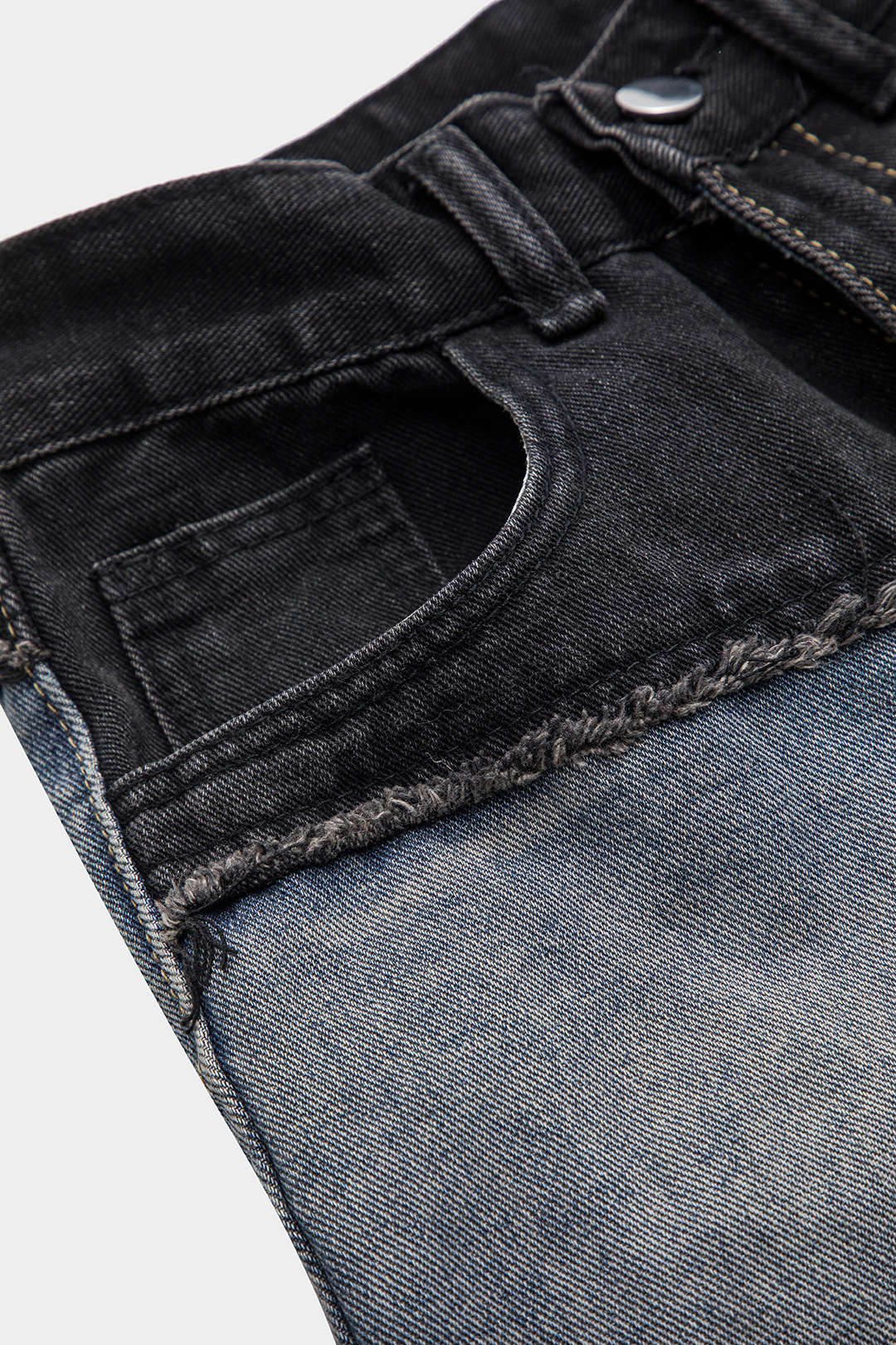 Fitted Denim Patchwork Pocket Button Jeans