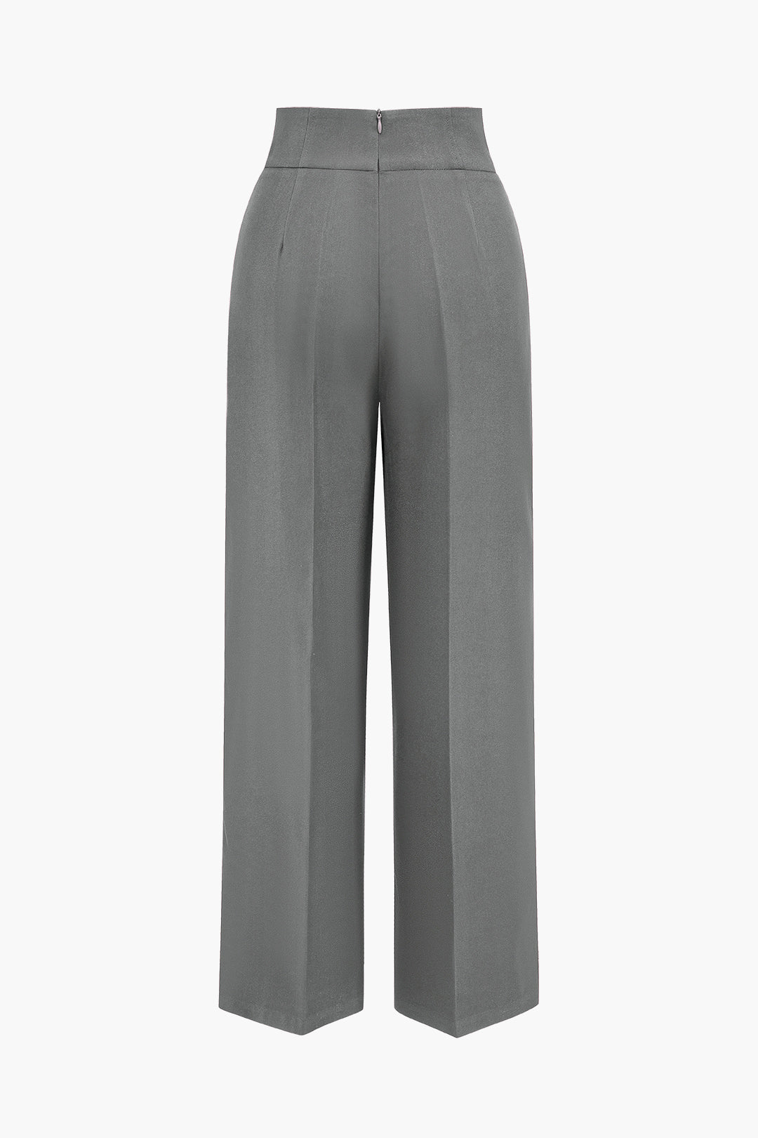 Basic High-Waisted Wide Leg Trousers in Twill Fabric