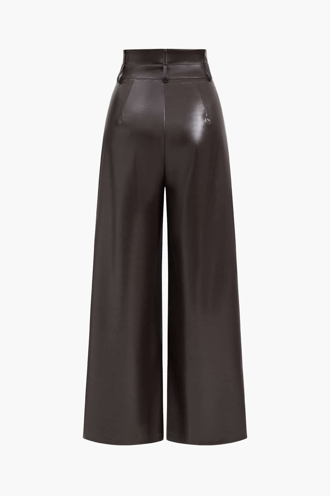 Faux Leather High Waist Trousers - Loose Fit Style