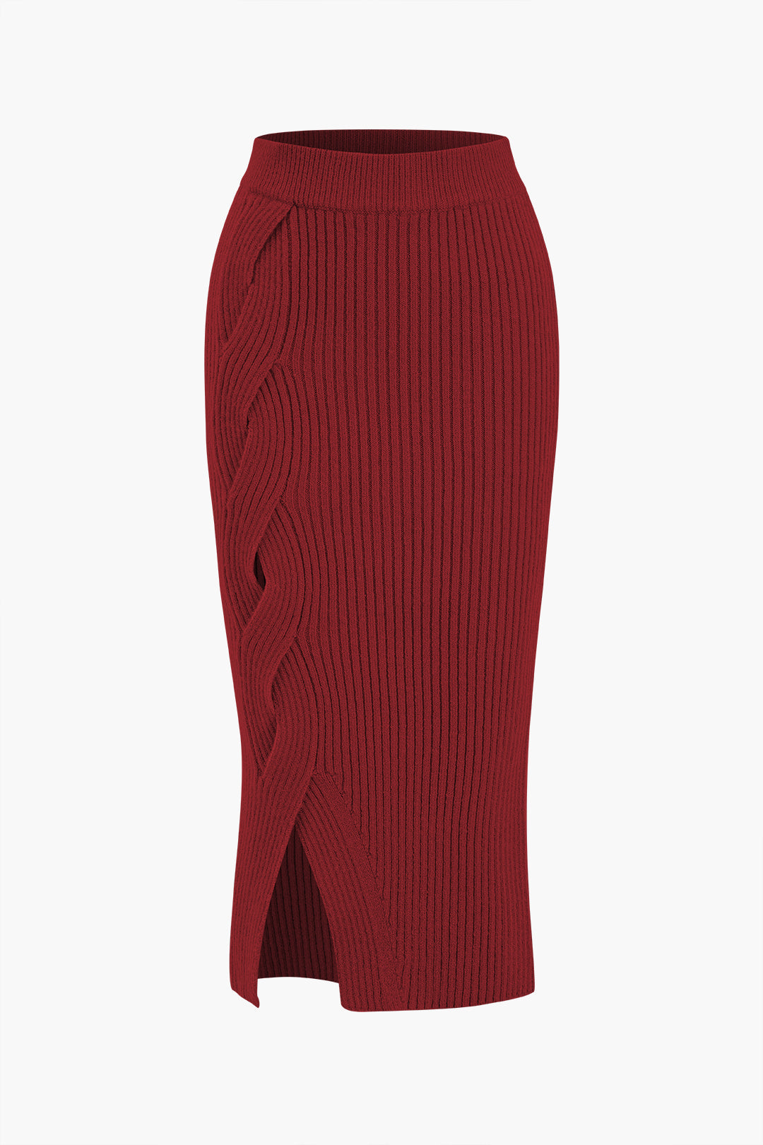 Crossed Sweater Asymmetrical Midi Skirt in Knit Fabric