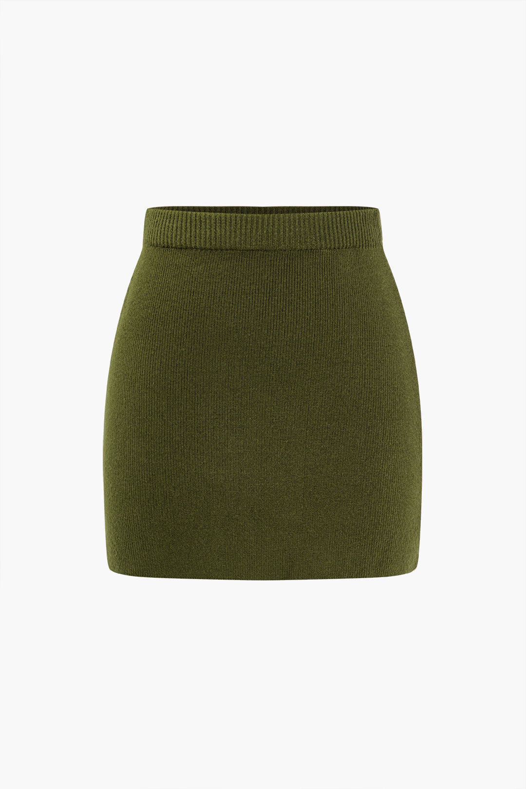 Basic Solid Knit Mini Skirt in Fitted Style