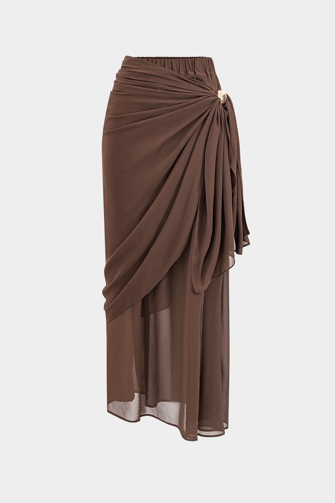 Chiffon Metallic High Waist Ruched Skirt