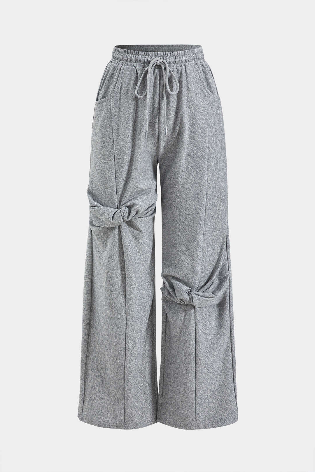 Twist Knot Drawstring Pocket Trousers - Loose Fit Jersey