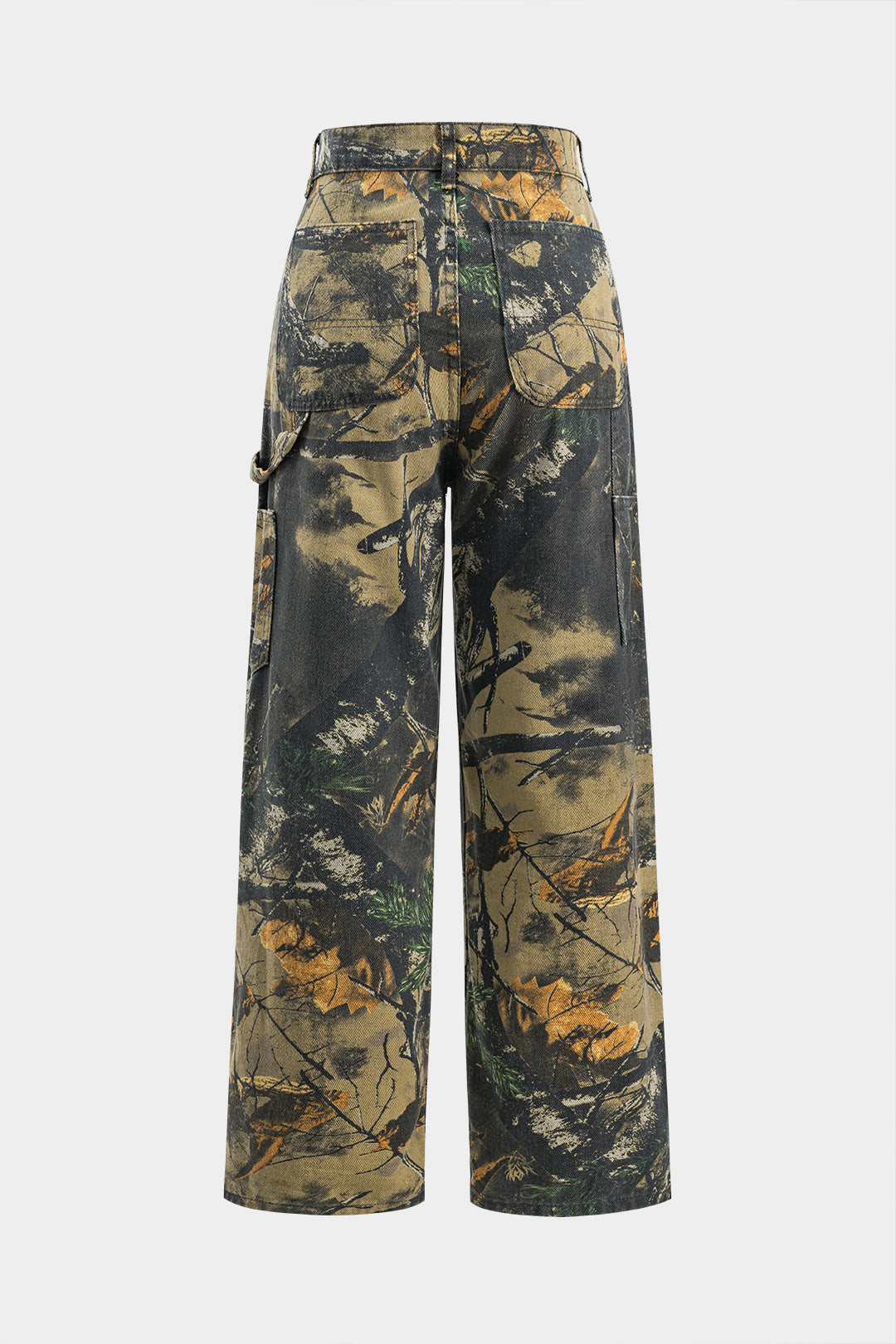 Branch Print Denim Wide Leg Trousers