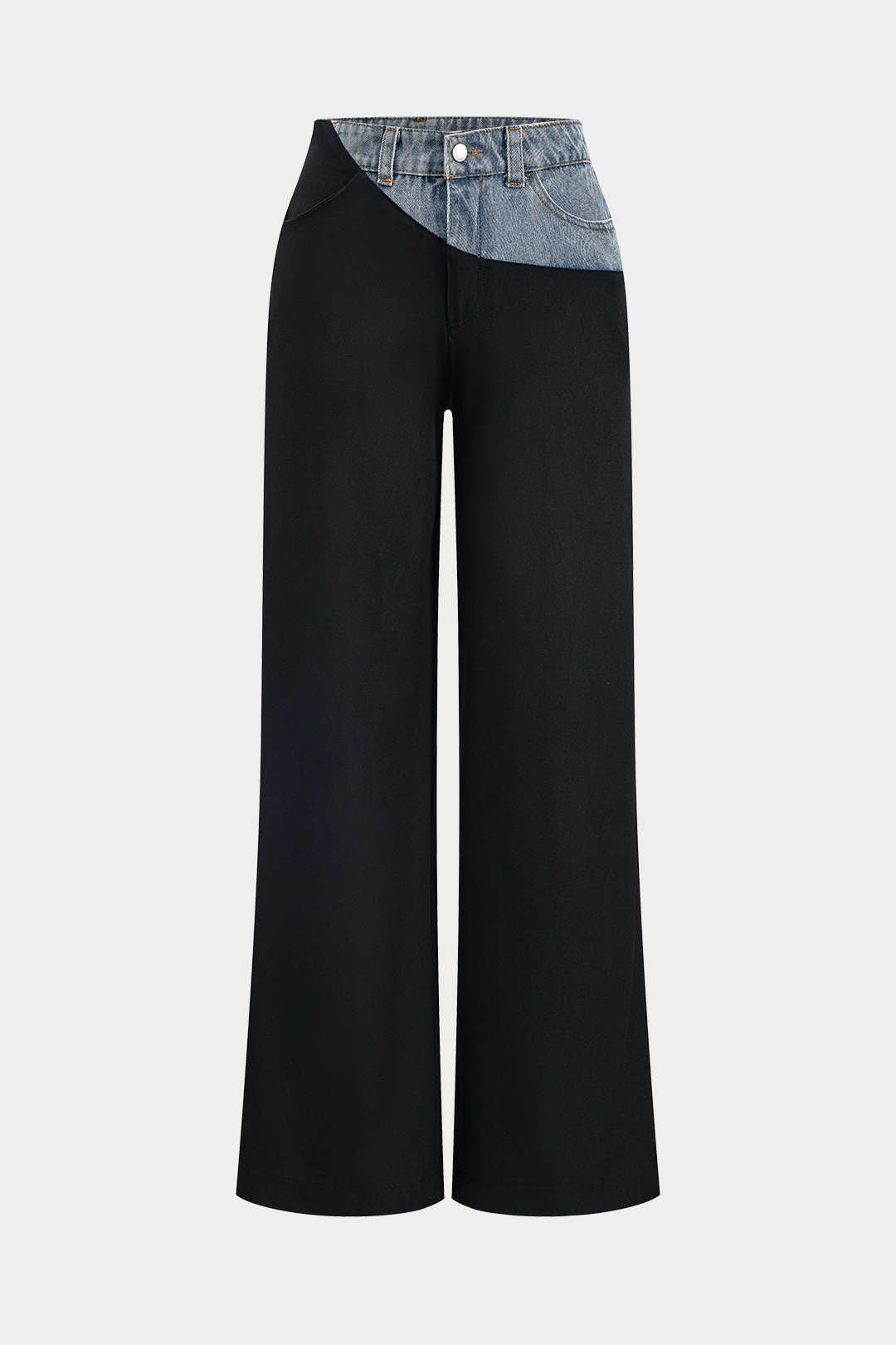 Denim Patchwork Pocket Trousers for Casual Style