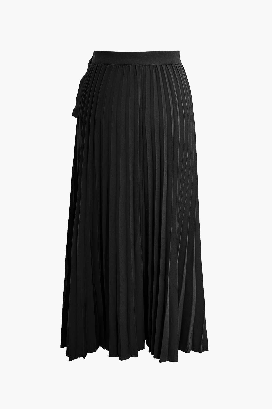 Solid Asymmetrical Pleated Skirt in Polyester Fabric