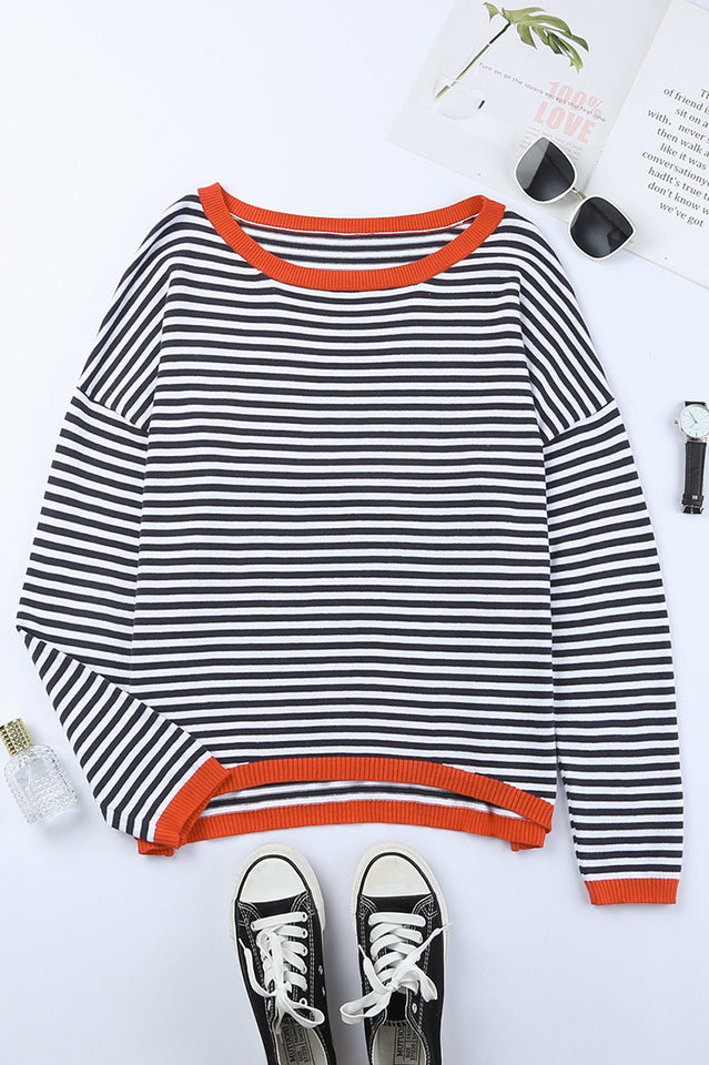 All Around The Way Striped Long Sleeve Top