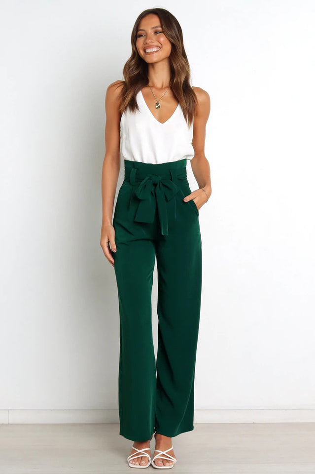 All-Matching Belted Wide-Leg Trouser Outfit