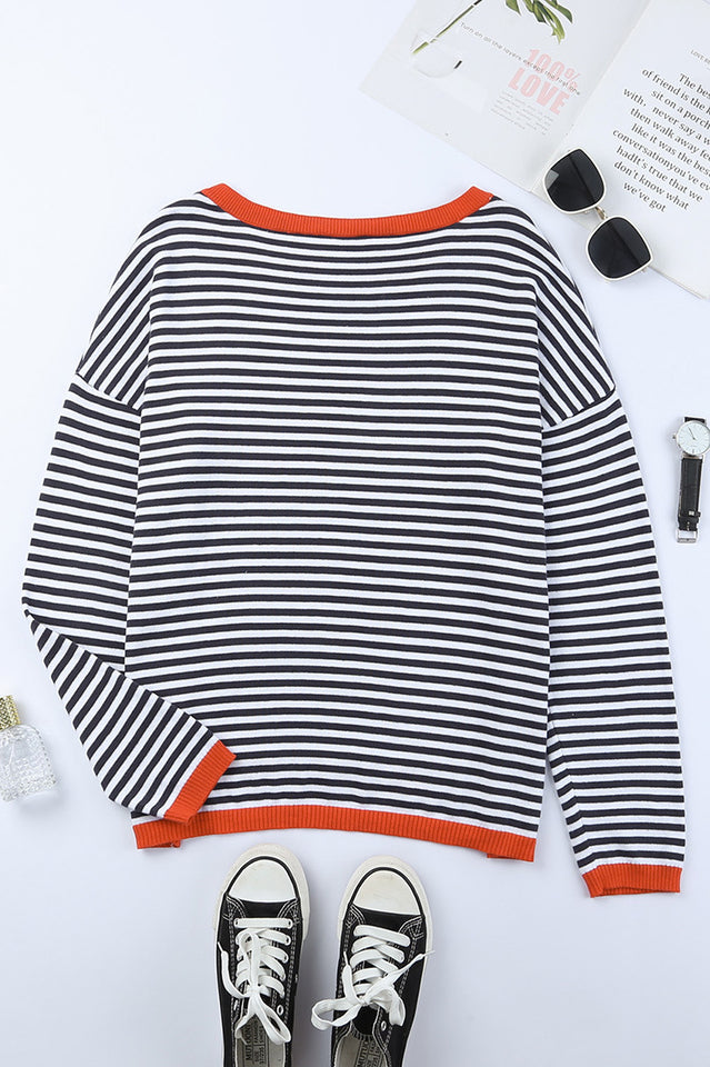 All Around The Way Striped Long Sleeve Top