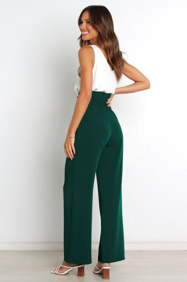 All-Matching Belted Wide-Leg Trouser Outfit