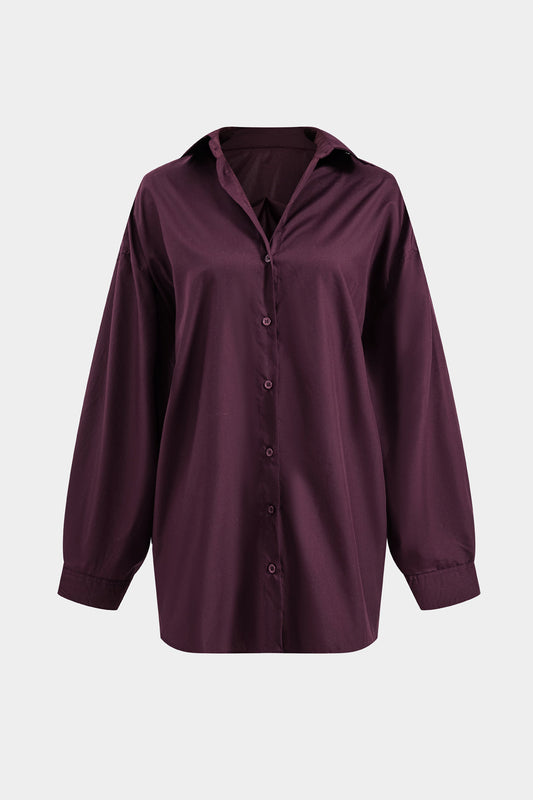 Ruched Button Long-Sleeve Shirt in Loose Fit