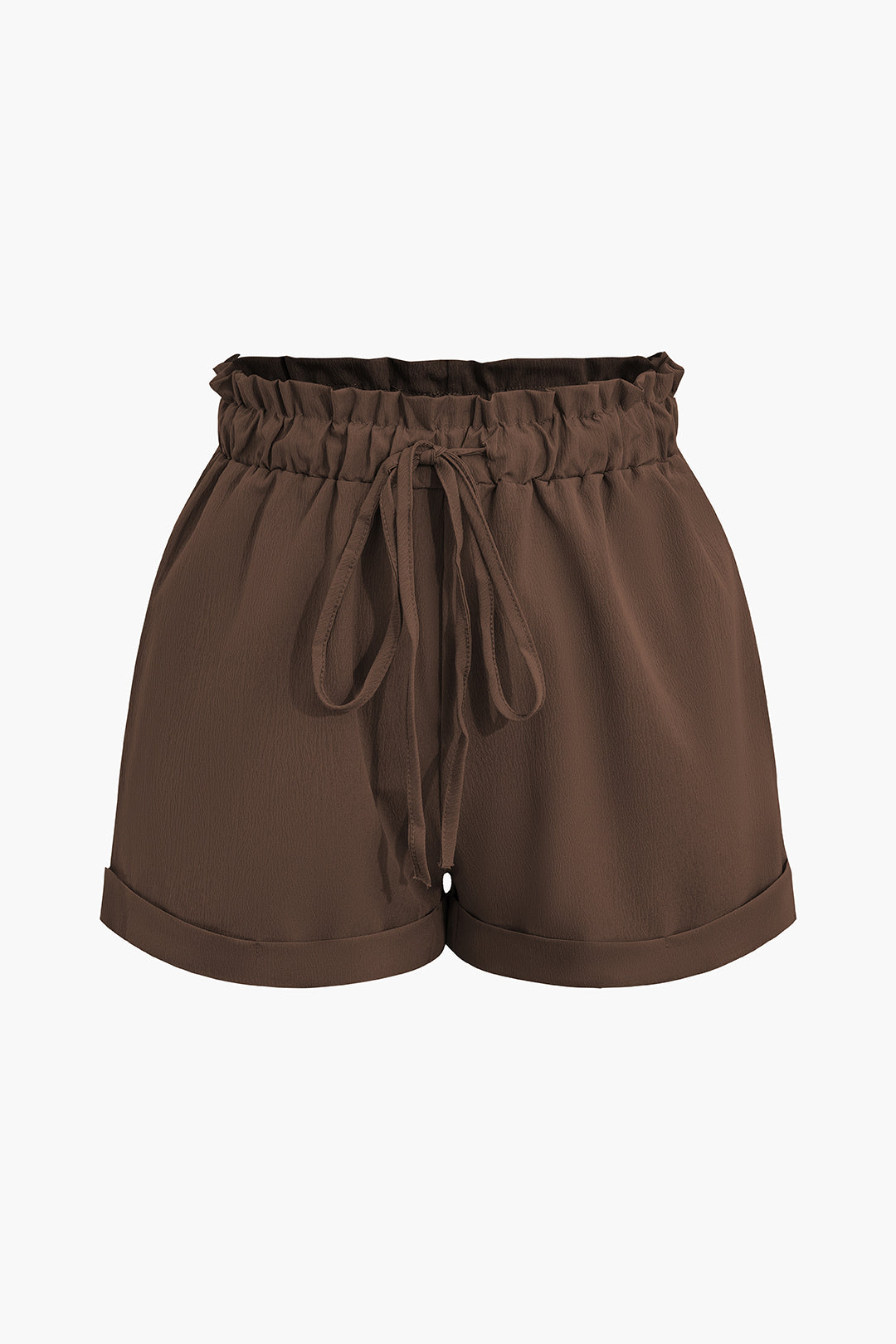 Casual Drawstring Rolled Hem Shorts