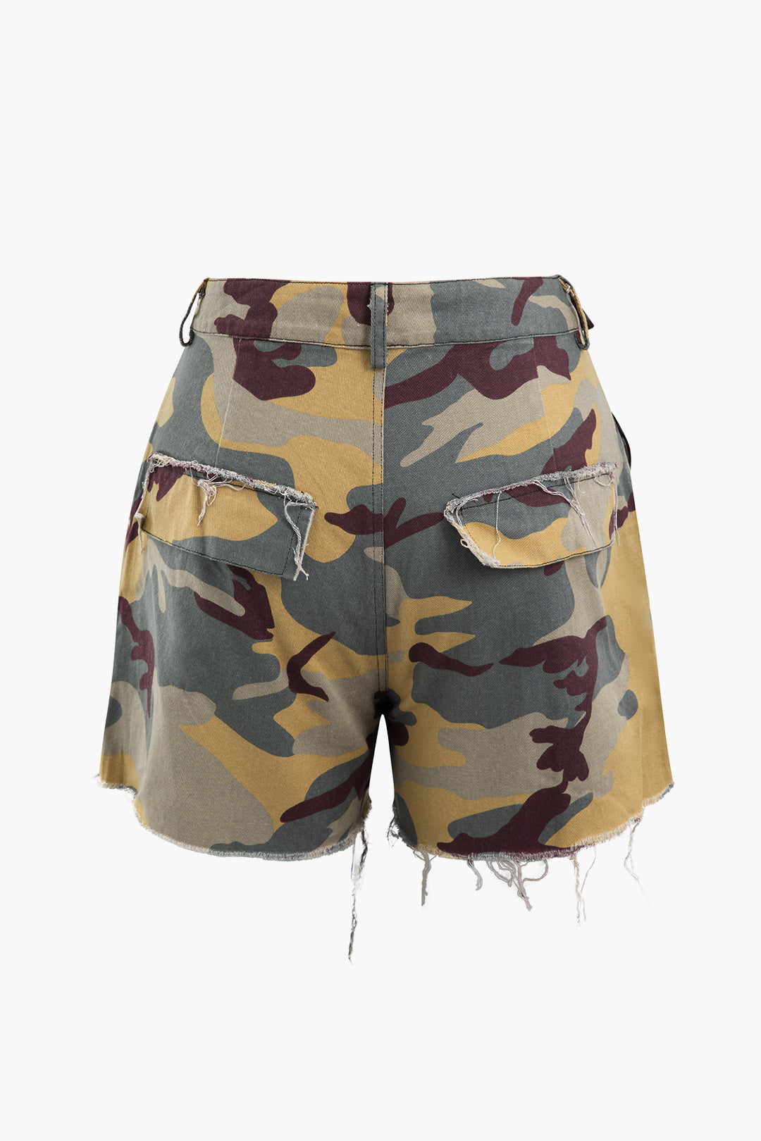 Camo Destroyed Cargo Shorts for Casual Wear