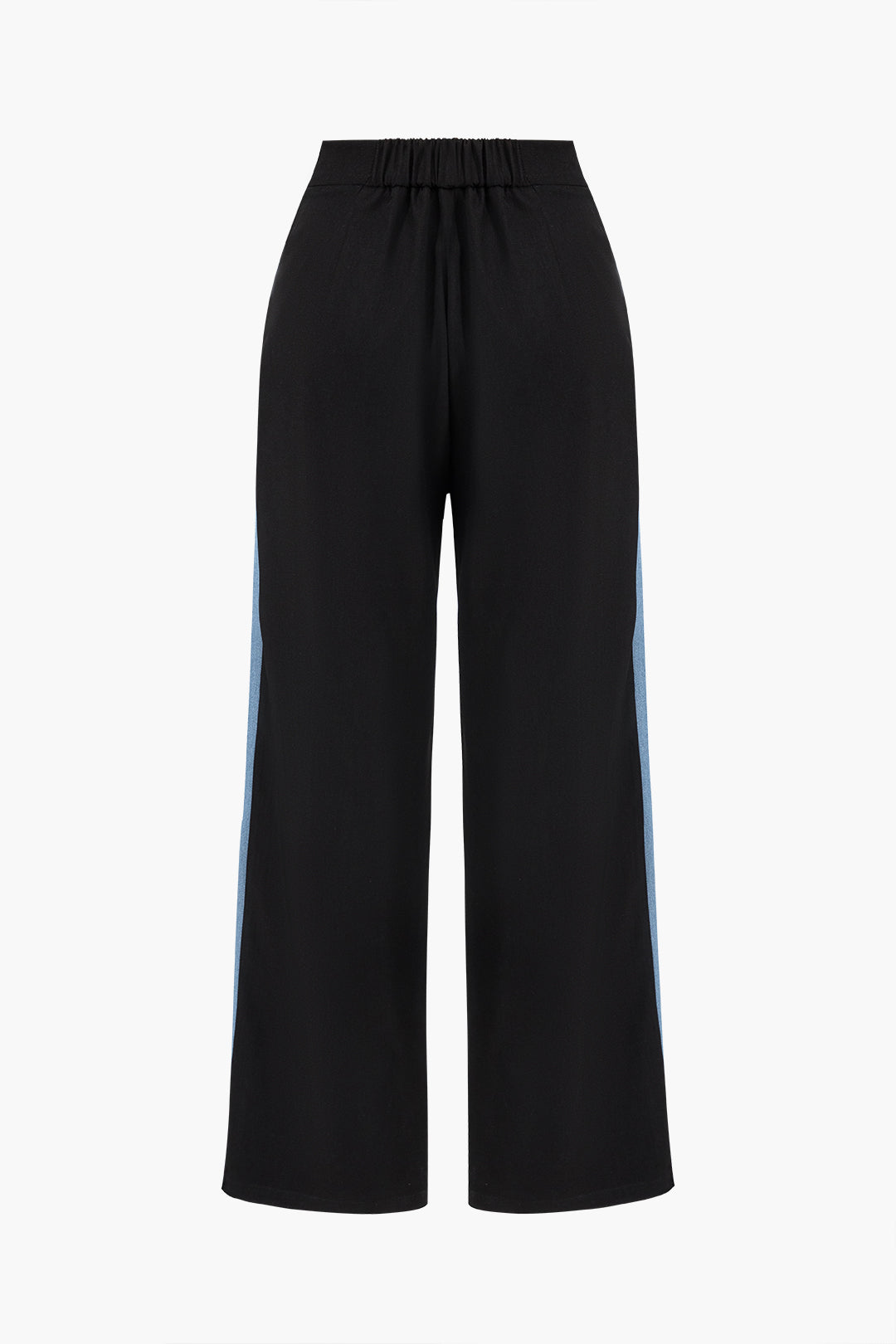 Patchwork Detail Wide Leg Trousers in Denim Fabric