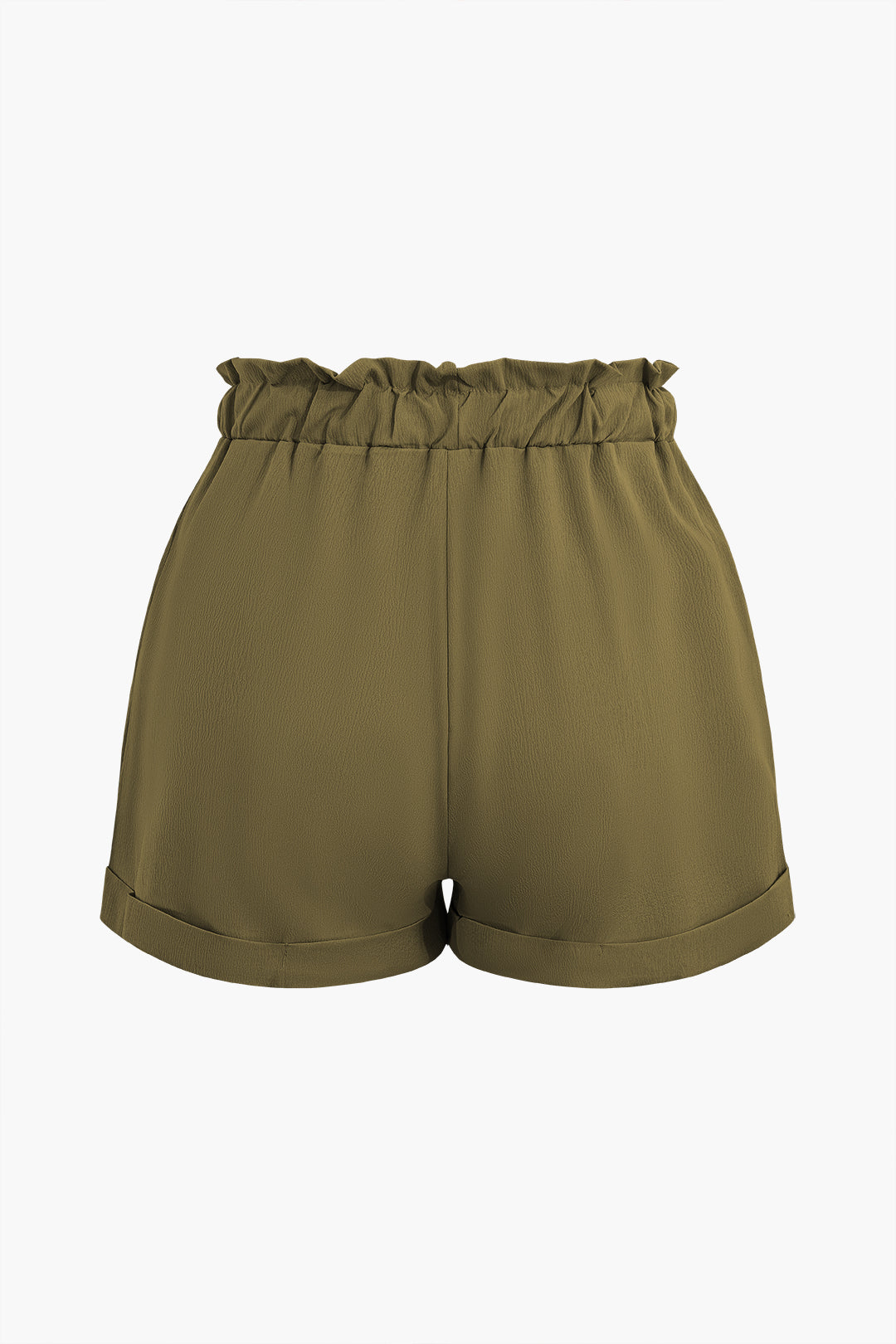 Casual Drawstring Rolled Hem Shorts