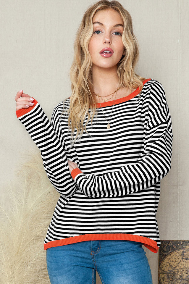 All Around The Way Striped Long Sleeve Top