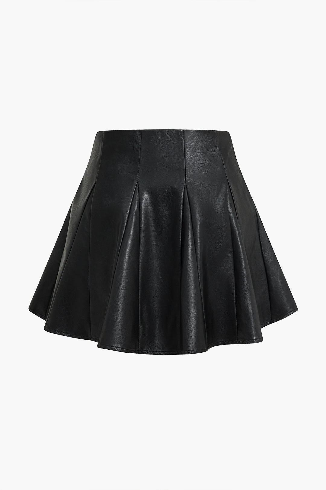 Solid Faux Leather Ruched Mini Skirt