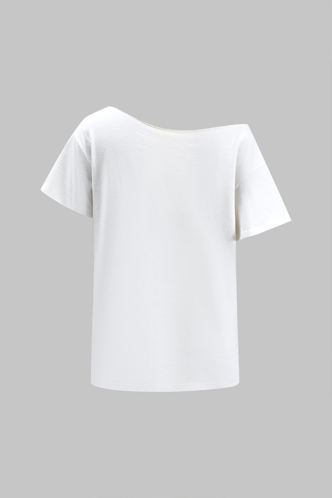 Letter Print Asymmetry Neck T-Shirt