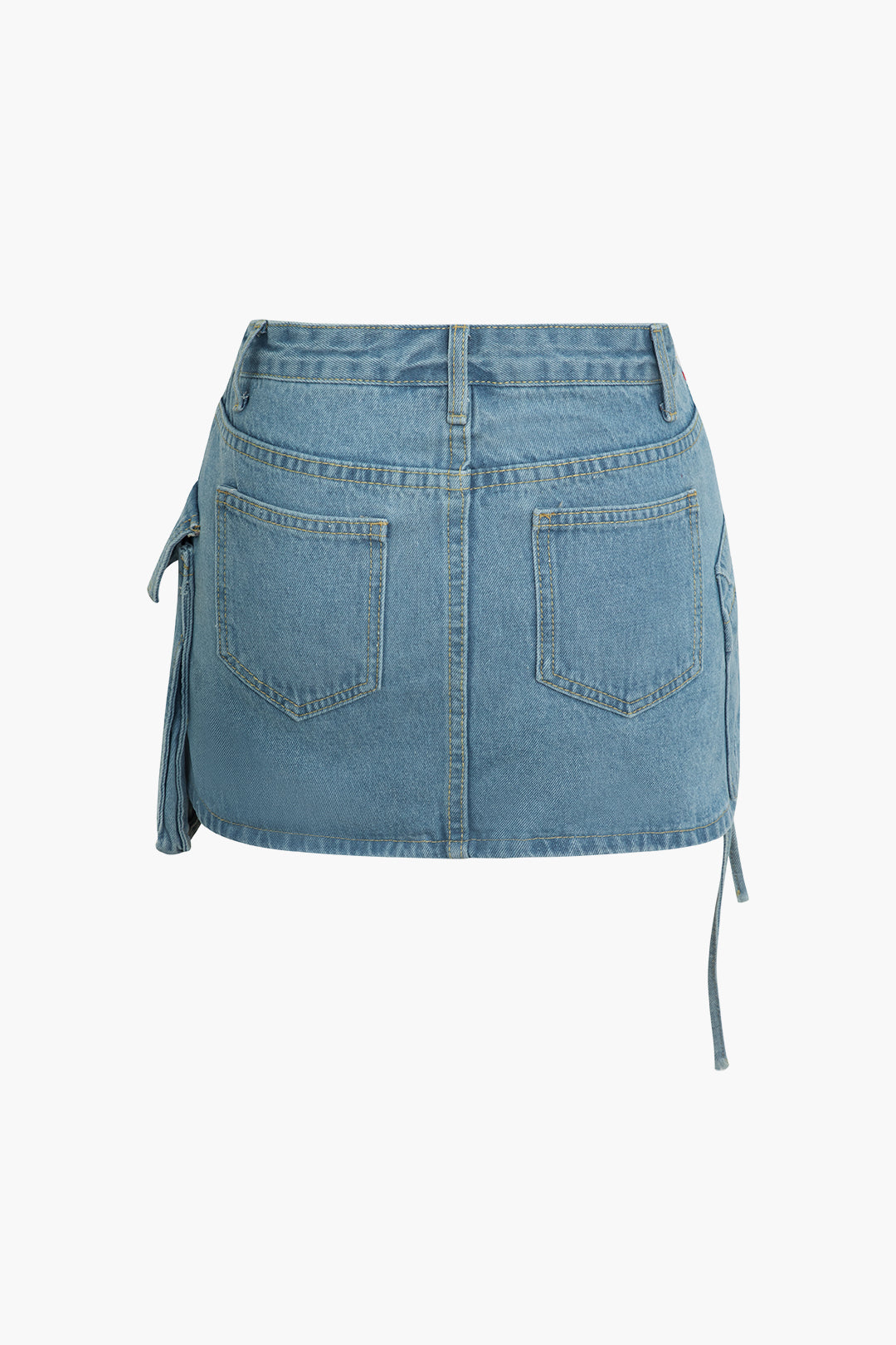 Graffiti Flap Pocket Denim Mini Skirt