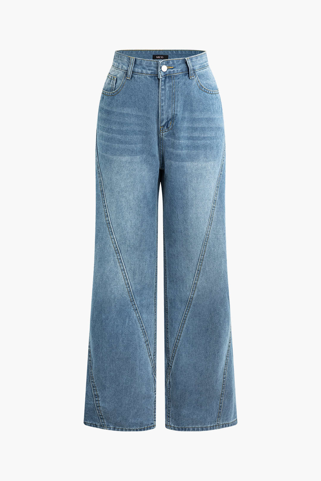 Faded Straight Leg Jeans in Comfortable Denim